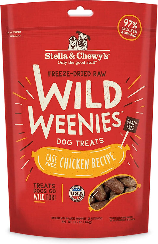Stella & Chewy’s Freeze-Dried Raw Wild Weenies Dog Treats – All-Natural, Protein Rich, Grain Free Dog & Puppy Treat – Great for Training & Rewarding – Cage-Free Chicken Recipe – 11.5 oz Bag