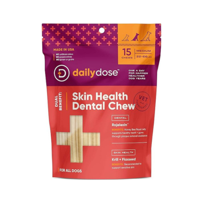 dailydose Dual Benefit - Dental + Skin Health Chews for Dogs, Medium | Dental Treats with Supplements, Model: 77122