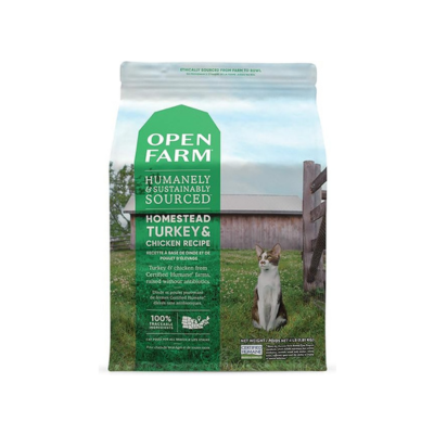 Open Farm Homestead Turkey & Chicken Grain-Free Dry Cat Food, Wild-Caught Fish Recipe with Non-GMO Superfoods and No Artificial Flavors or Preservatives, 8 lbs