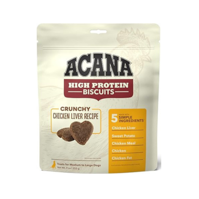 ACANA High Protein Biscuits Dog Treats, Crunchy Chicken Liver Recipe, 9oz