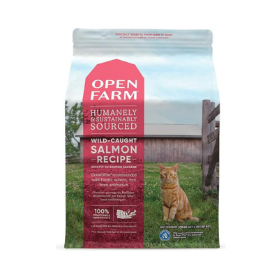 Open Farm Wild-Caught Salmon Grain-Free Dry Cat Food, Responsibly Sourced Pacific Salmon Recipe with Non-GMO Superfoods and No Artificial Flavors or Preservatives, 4 lbs