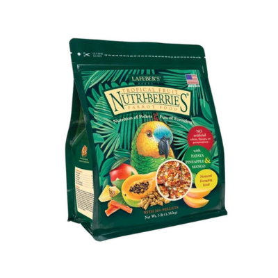LAFEBER'S Tropical Fruit Nutri-Berries Pet Bird Food, Made with Non-GMO and Human-Grade Ingredients, for Parrots, 3 lb
