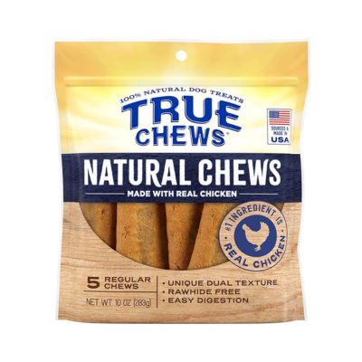 True Chews Natural Chews Dog Treats Made with Real Chicken, Brown, 10 Ounce