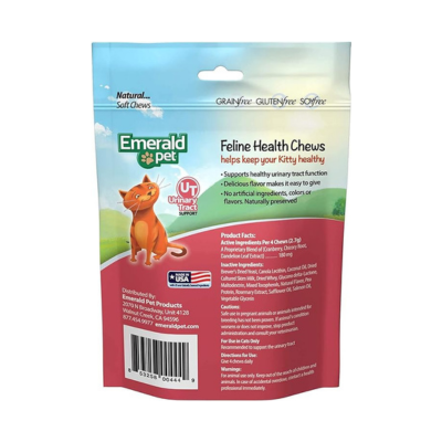 Emerald Pet 3 Pack of Urinary Tract Support Feline Health Chews, 2.5 Ounces Each, Grain-Free, Made in The USA