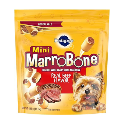 PEDIGREE MARROBONE Toy/Small Dog Treats Real Beef Flavor Crunchy Dog Biscuit, 15 oz. 8 Pack