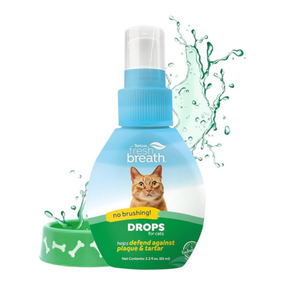 TropiClean Fresh Breath for Cats | Travel Ready Cat Breath Freshener Concentrated Water Additive Drops | Made in the USA | 2.2 oz.