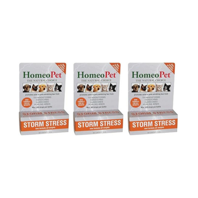 HomeoPet Storm Stress, 3 450-Drop Bottles, Natural Pet Anxiety Relief for All Weights