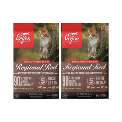 Orijen 2 Pack of Regional Red Biologically Appropriate Cat Food, 4 Pounds Each, Grain-Free, Made in The USA