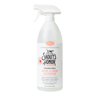 Skout’s Honor: Professional Strength Urine and Odor Destroyer - Removes Stains & Odors, Quickly Eliminates Cat Urine, Vomit, Hairballs, & Marking Scent - 35 oz. Trigger