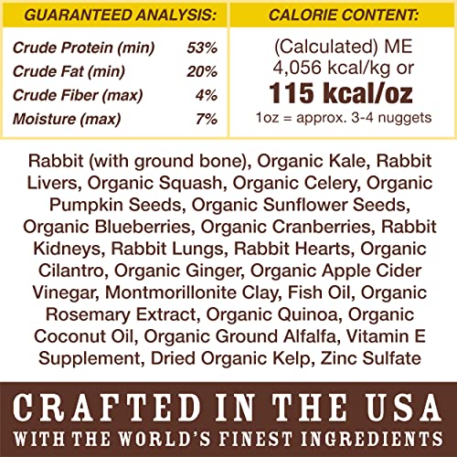 Primal Freeze Dried Dog Food Nuggets, Rabbit Formula (5.5 & 14 oz) - Crafted in The USA, Grain Free Raw Dog Food