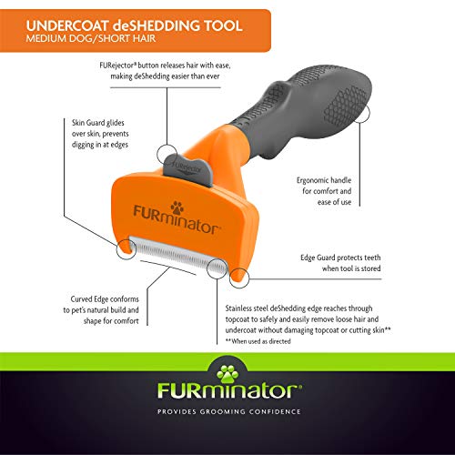 FURminator Undercoat Deshedding Tool for Dogs, Deshedding Brush for Dogs, Removes Loose Hair and Combats Dog Shedding