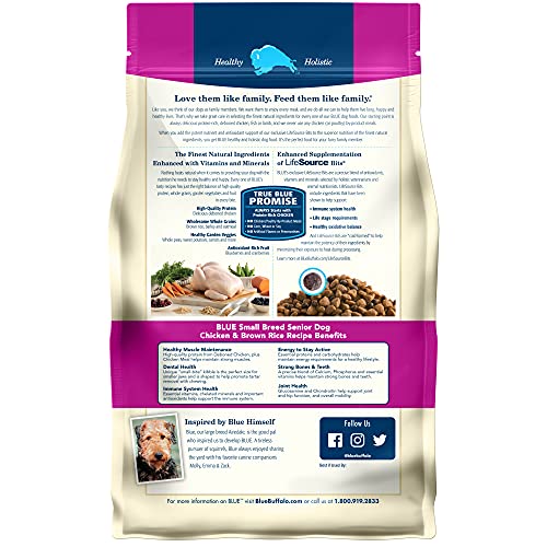 Blue Buffalo Life Protection Formula Natural Senior Small Breed Dry Dog Food, Chicken and Brown Rice 6-Lb