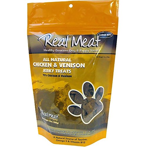 The Real Meat Company 828004 Dog Jerky Chicken/Venison Treat, 12-Ounce