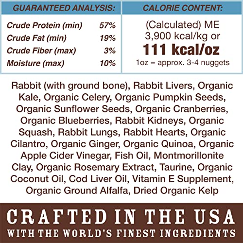 Primal Freeze Dried Cat Food Nuggets Rabbit 14 oz, Complete & Balanced Scoop & Serve Healthy Grain Free Raw Dog Food, Crafted in The USA