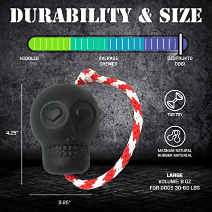SodaPup USA-K9 Magnum Skull – Dog Tug Toy, Chew Toy, & Treat Dispenser Made in USA from Our Most Durable Non-Toxic, Pet-Safe, Food Safe, Natural Rubber Material for Bonding, Exercise, & More