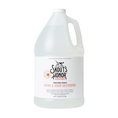 Skout’s Honor: Professional Strength Urine and Odor Destroyer - Removes Stains & Odors, Quickly Eliminates Cat Urine, Vomit, Hairballs, & Marking Scent 128 oz.