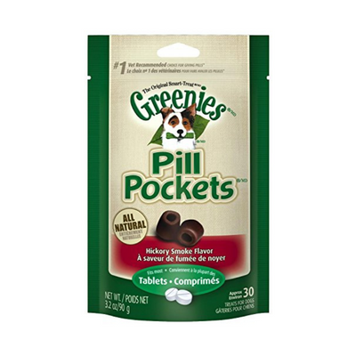 Greenies hickory smoke flavor pill pocket treats for dogs, 30 count per pack, 2 pack (60 count total)