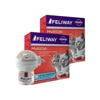 CEVA Animal Health 2 Pack of Feliway MultiCat Starter Kit for Cats, Each Kit Includes Diffuser and 4