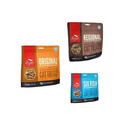 ORIJEN Original, Regional Red & Six Fish Freeze Dried Cat Treats, Grain Free, Natural & Raw Animal Ingredients, Made with Free-Run Poultry & Wild-Caught Monkfish, Bundle of 3 Flavor Treats Pack 1.25oz